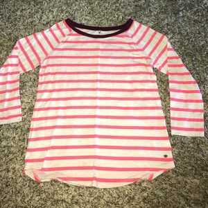 American Eagle pink and cream striped shirt